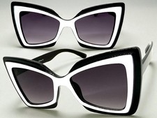 Exaggerated Classic Vintage Retro Style SUNGLASSES Funky Black Bow Shape Frame