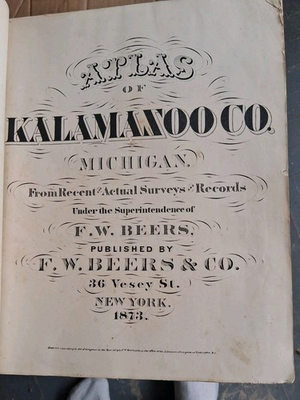 #ad 1873 Kalamazoo County Michigan Atlas Plat Map Galesburg Climax Otsego Vicksburg $234.99