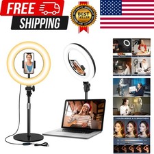 Desk Ring Light with Stand - 10.5'' Desktop Ring Light with Phone Holder for ...