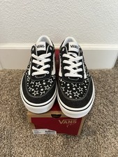 New Adorable Vans Brooklyn Ls V Girls Shoes Size 4 Gray Stars