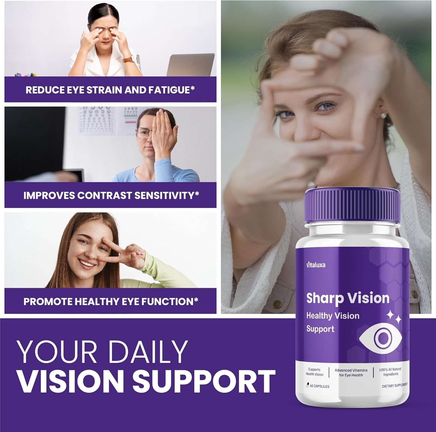 Sharp Vision Eye Support Supplement & Vitamins for Eye (60 Capsules) | eBay