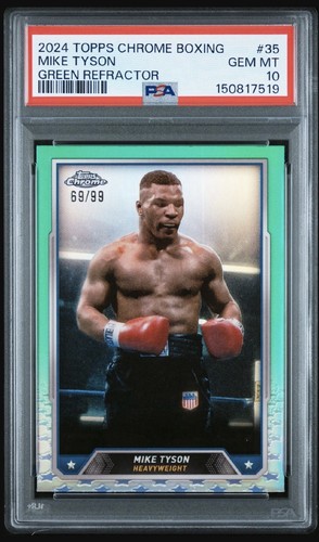 2024 Topps Chrome Boxing Mike Tyson #35 /99 Green Low Pop PSA 10