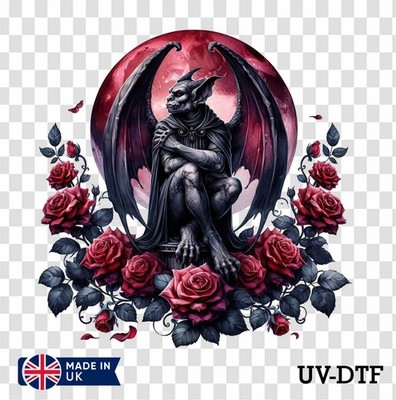 Floral Gothic Gargoyle UV DTF Sticker - Glas Laptop Becher Tasse bv224