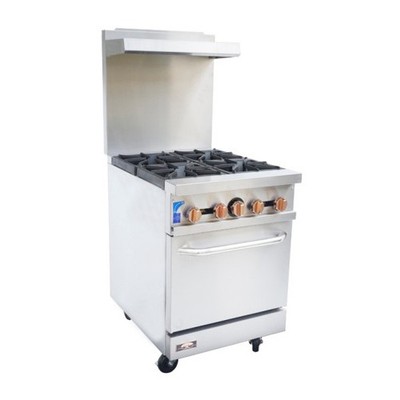Copper Beech Range CBR-4 24'' Gas Restaurant Range w/ (4) Open Burners, (1) St...
