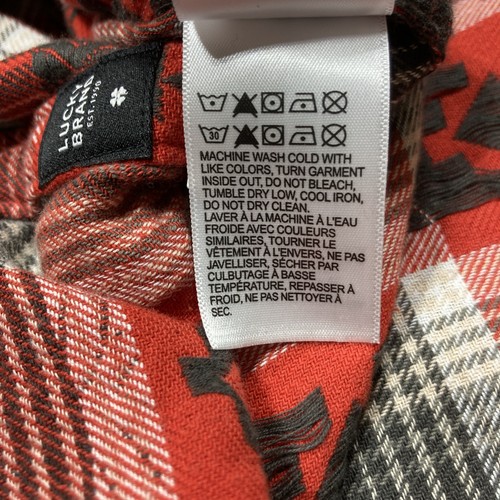 Lucky Brand Hemd Herren Medium rot kariert Dobby Western Druckknopfleiste Southwestern - Bild 13 von 15