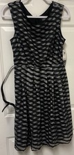 Adrianna Papell Women's Black/White High Neckline Ruffle Dress Size 12