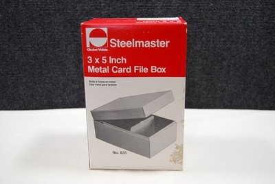 Globe-Weis Steelmaster 3'' x 5'' Metal Card File Storage Box Gray NEW OLD STOCK