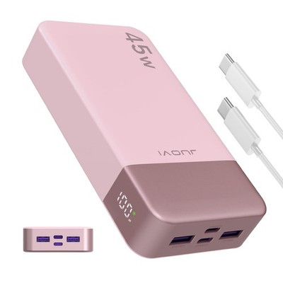 JUOVI Fast Charging Powerbank, 20000mAh 45W Tragbares Ladegerät, Super Pink 