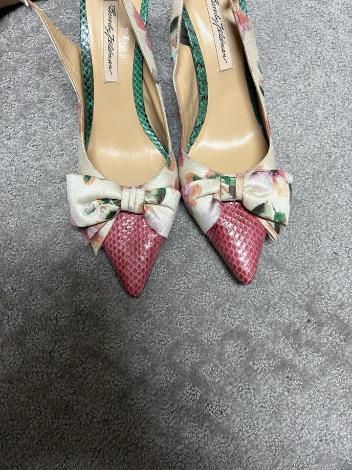 Salto alto feminino Beverly Feldman vintage floral 9,5 - Imagem 2 de 3