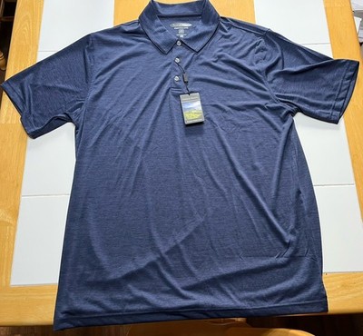 NWT Pebble Beach Premier Performance XL Blue Solid golf Polo Shirt Men