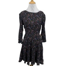 Forever 21 Dress Womens XS Extra Small Floral Paisley Open Back Zip Flare Mini