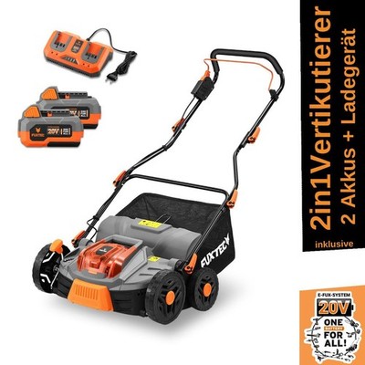 FUXTEC 40V Akku-Vertikutierer FX-E2VE38SET,38cm Arbeitsbreite,45 L Korb
