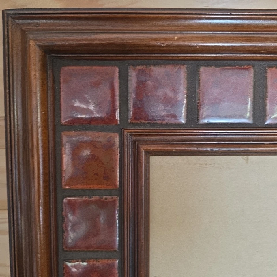 Vintage Wood Picture Frame with Ceramic Tile Border For 8x10 Picture Or Art - Image 2 of 4