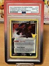 Pokemon Umbreon Gold Star PSA10 Gem Mint Inglese Celebrations #17