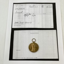 WW1 Victory Medal 53220 Private Ernest Ingham Durham Light Infantry