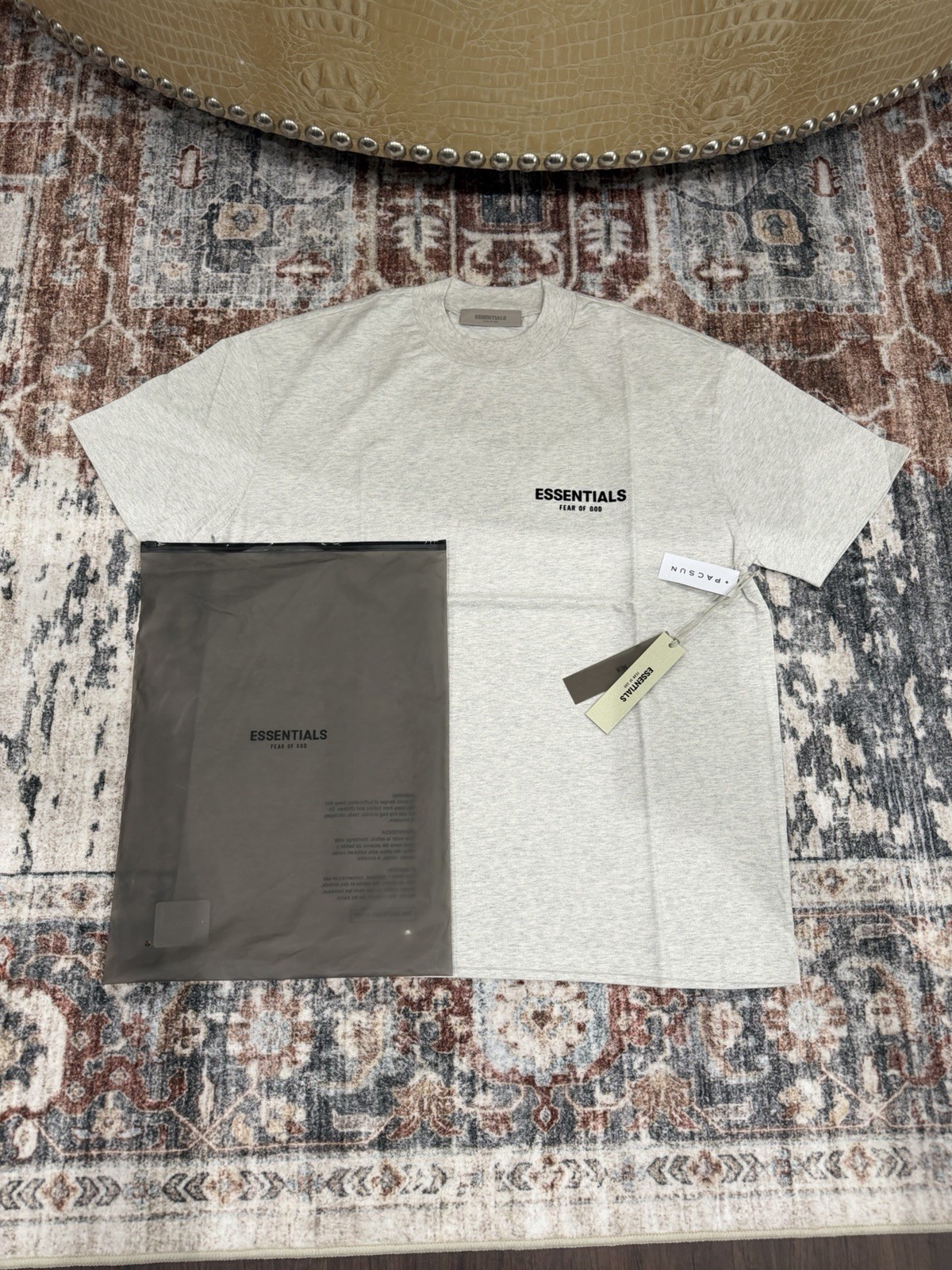 Fear of God Essentials Gray Cotton Short Sleeve Logo T-Shirt Men's Size 1/1