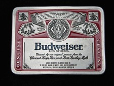 RC03139 *NOS* VINTAGE 1990s *ANHEUSER-BUSCH BUDWEISER* BEER ADVERTISMENT BUCKLE