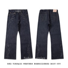 Red Tornado Vintage 16oz Raw Selvedge Denim Pants Men Jeans BOOTCUT Washed Blue