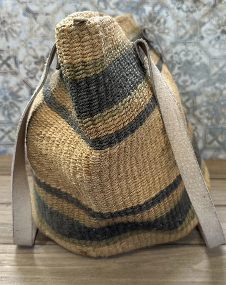 Cartera de Mano APRI Cardo Cubo Natural Doble Cuero Asas Mediana Foto 3 de 4