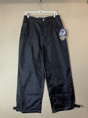 Lee Pipes Pants Mens XL Black Vintage BMX Baggy Adjustable Hem Straight Leg Y2K