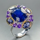 Fine Art jewelry 8 ct  Blue Sapphire Ring 925 Sterling Silver Size 7 /R469720