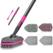 NEWE Shower Cleaner Brush, Tub Tile Scrubber with Telescopic Long Handle 60 i...