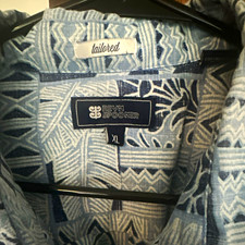 Reyn Spooner Men's XL Blue Hawaiian Floral Cotton Woven Short Sleeve Button-Up