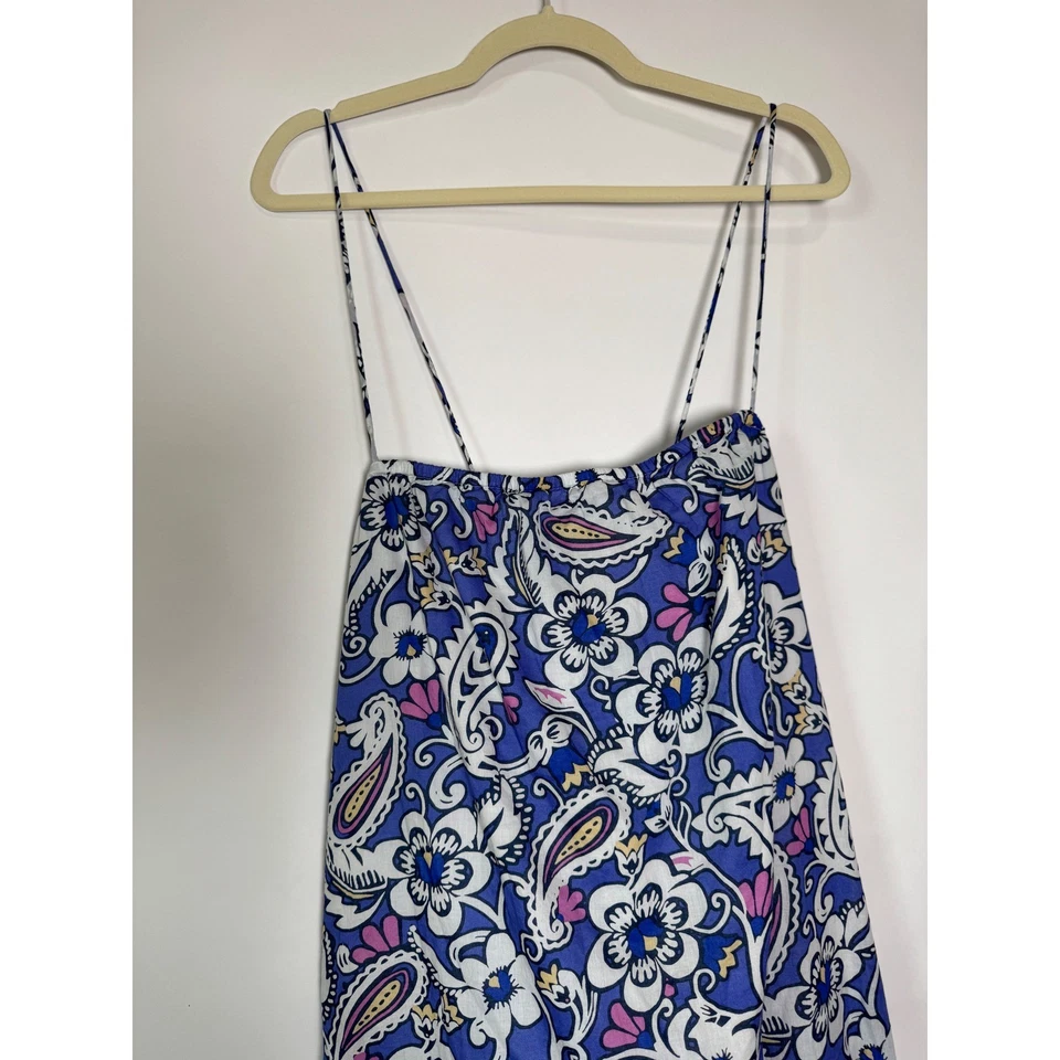 Vestido maxi LOFT praia em camadas XL azul paisley floral sem mangas casual verão - Imagem 4 de 4