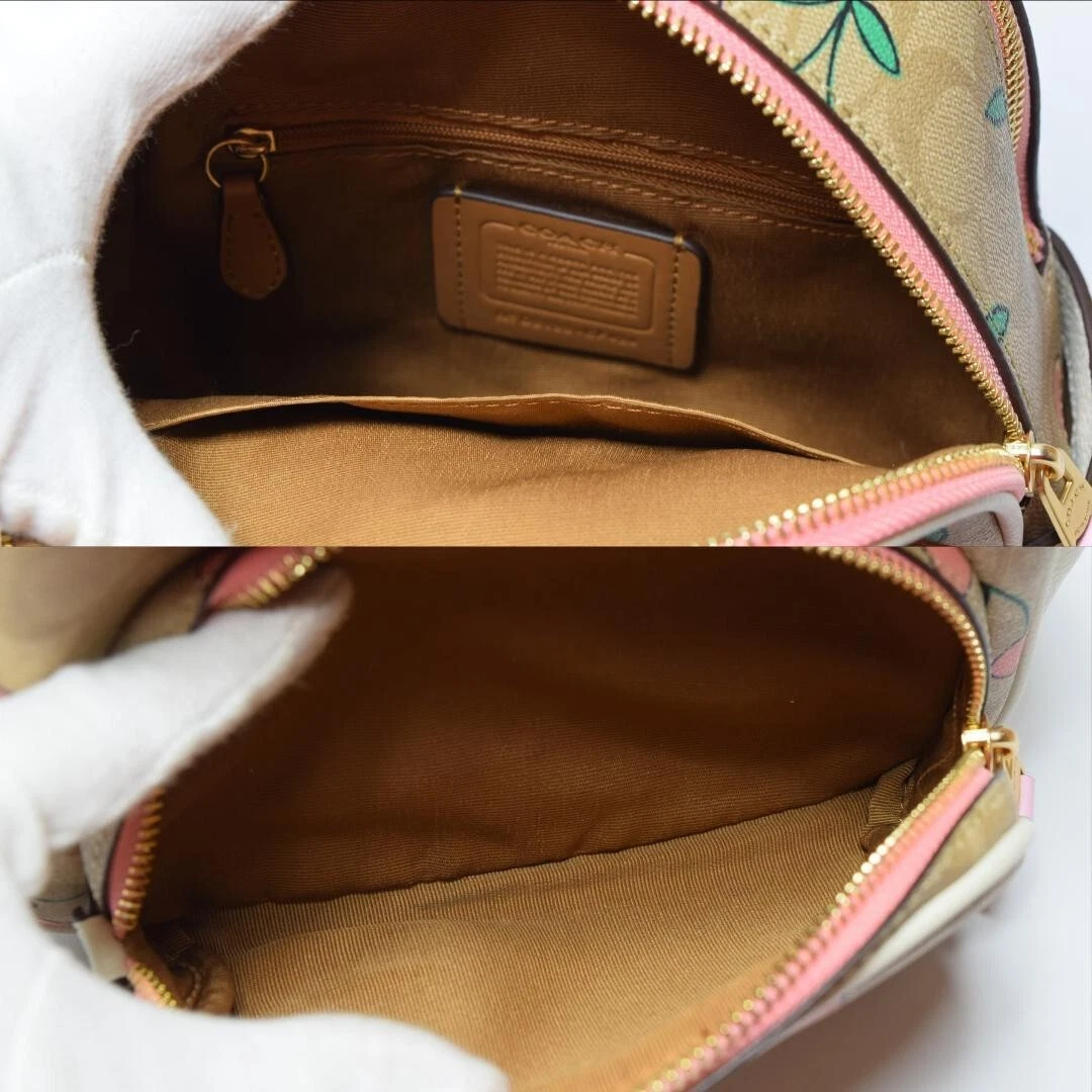 Zaino Coach Mini Corte Firmato Tela Cuore Stampa Ciliegia