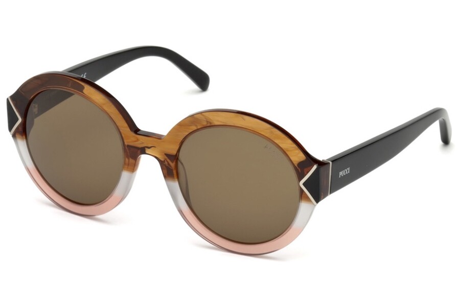 Emilio Pucci EP69 47J Black/Brown Round Brown 53-22-140 Non 