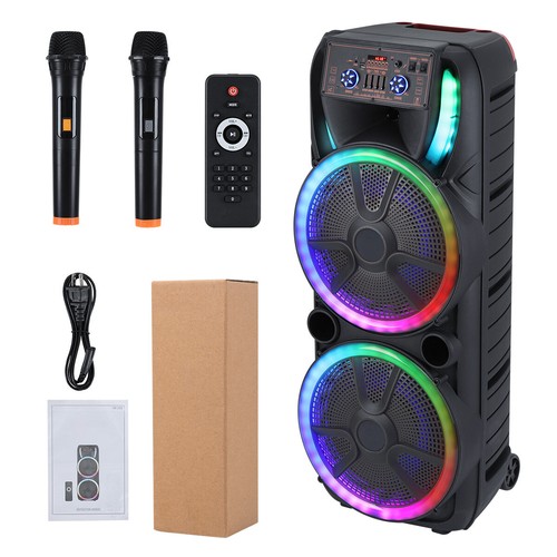 Dual 15 "Bluetooth Large Portable Speaker Subwoofer Heavy Bass Party LED Lights - Picture 12 of 12