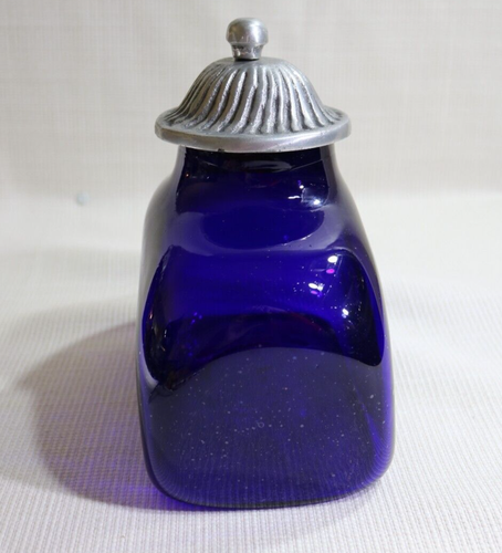 Vintage Large Hand Blown Cobalt Blue Glass Apothecary Jar Canister 8.5" x8" - Picture 5 of 11