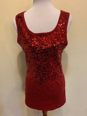 NWT!! Sugar & Spice Burgundy Red Sequin Dressy Tank Top Size XL