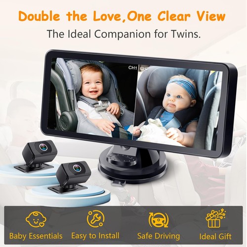 2Kinder Baby Auto Kamera für Sitz 6,9" Ultrawide Display mit 2 Kameras Rückwärtsgerichtet - Bild 5 von 11