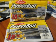 2 Packs Berkley Soft Fishing PowerBait 4" Split Tail Minnow Black Shad PBBMW4-BS