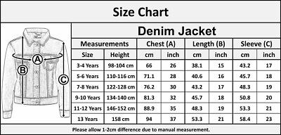 Size Chart Boys Jackets Size Kids Boys Denim Jackets Designer Jet