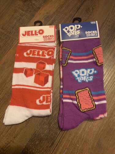 NEW Odd Sox Pop Tarts Purple & Red Jello Crazy Funny Novelty Crew Socks Set Of 2 - 第 1/6 張圖片