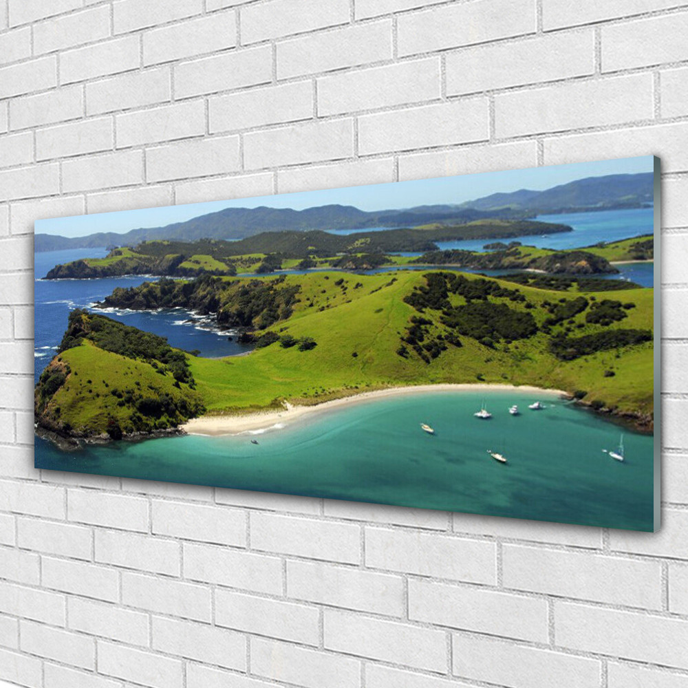Tableau acrylique 125x50 paysage forêt plage pour agrandir une pièce sombre