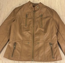 Lulus Faux Leather Cropped Jacket Bomber Women’s Size S Color Camel