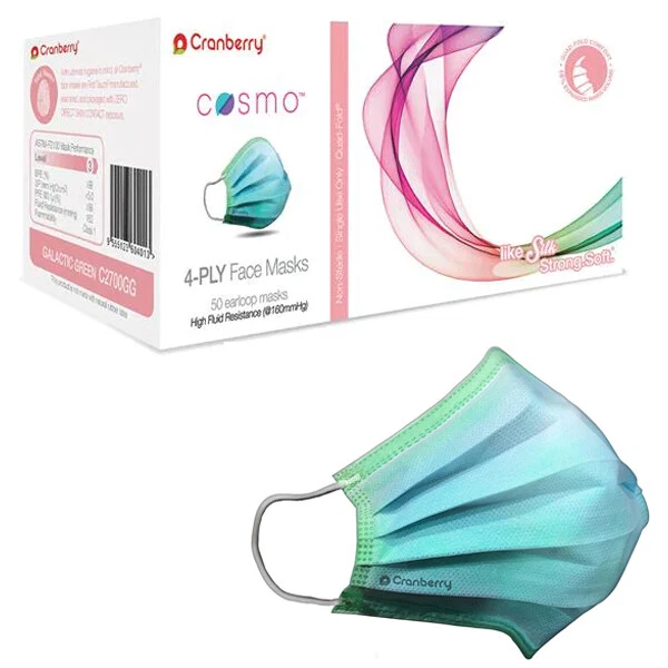 Cranberry C2700GG COSMO Earloop Face Masks Galactic Green ASTM Level 3 400/Box
Opens in a new window