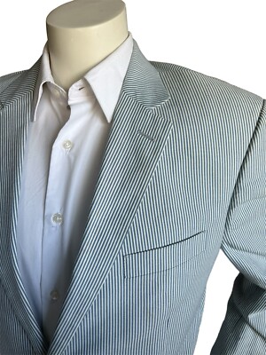 Andrew Fezza Assets Mens 42R Single Breasted Seersucker Two Button Sport Jacket