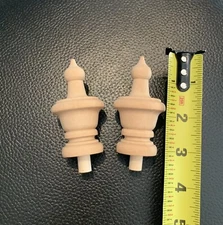 Antique Clock Parts Solid Wood Finials ( Set Of 2 )