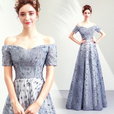 Cocktail Sequins Short Sleeve princess Evening Party Long Prom Gown Dress D349