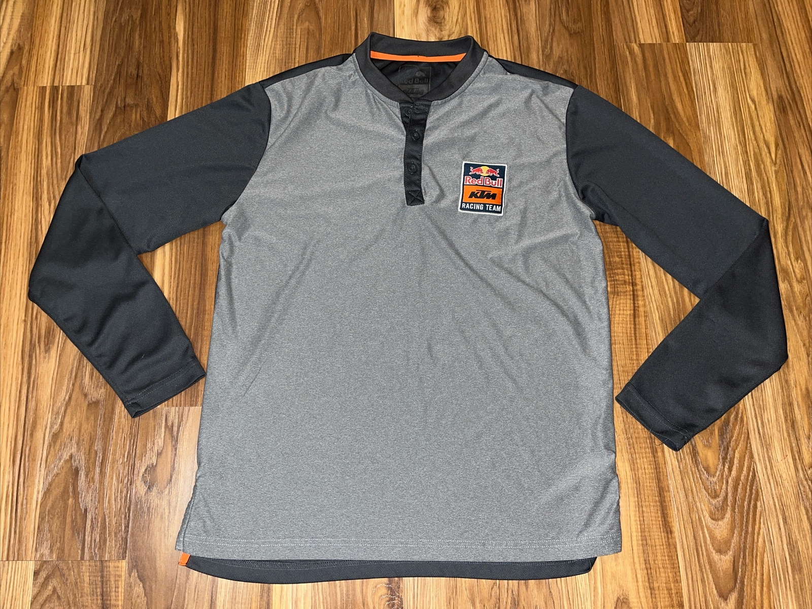 Red Bull KTM Racing Team Long Sleeve Henley Gray T Shirt Mens Sz Medium