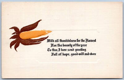 Postcard Thankfulness For The Harvest Poem Ear Of Corn HT05