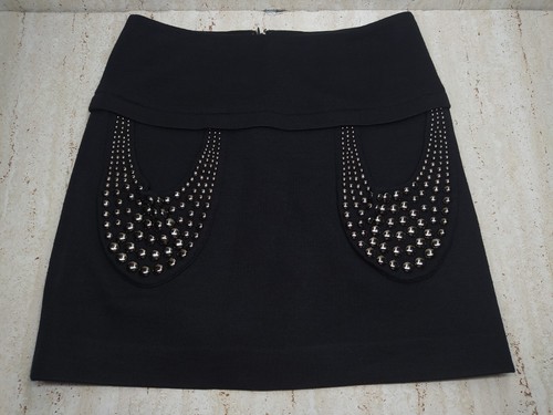 Vintage pollini Italy wool Black Metal Studs skirt Women’s Size 36