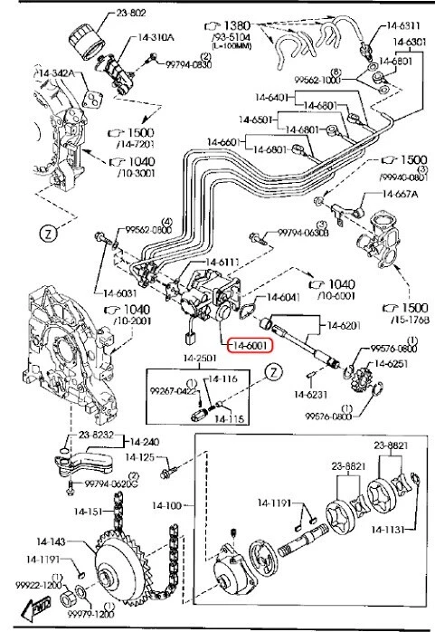 Bomba de aceite dosificadora MAZDA RX-8 genuina N3H1-14-600C OEM Foto 3 de 4