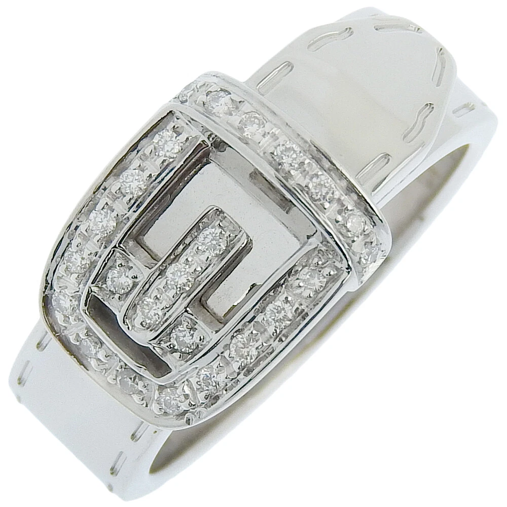 Bague bague ceinture GUCCI K18 or blanc/diamant #5,6 (taille US) 9,7 g femme