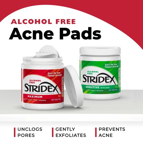 Stridex medizinische Akne Pads maximale Stärke CLeans behandelt verhindert - 90 Ct. - Bild 9 von 9