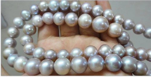 HUGE 22"12-15MM SOUTH SEA GENUINE PINK PURPLE LAVENDER ROUND PEARL NECKLACE 